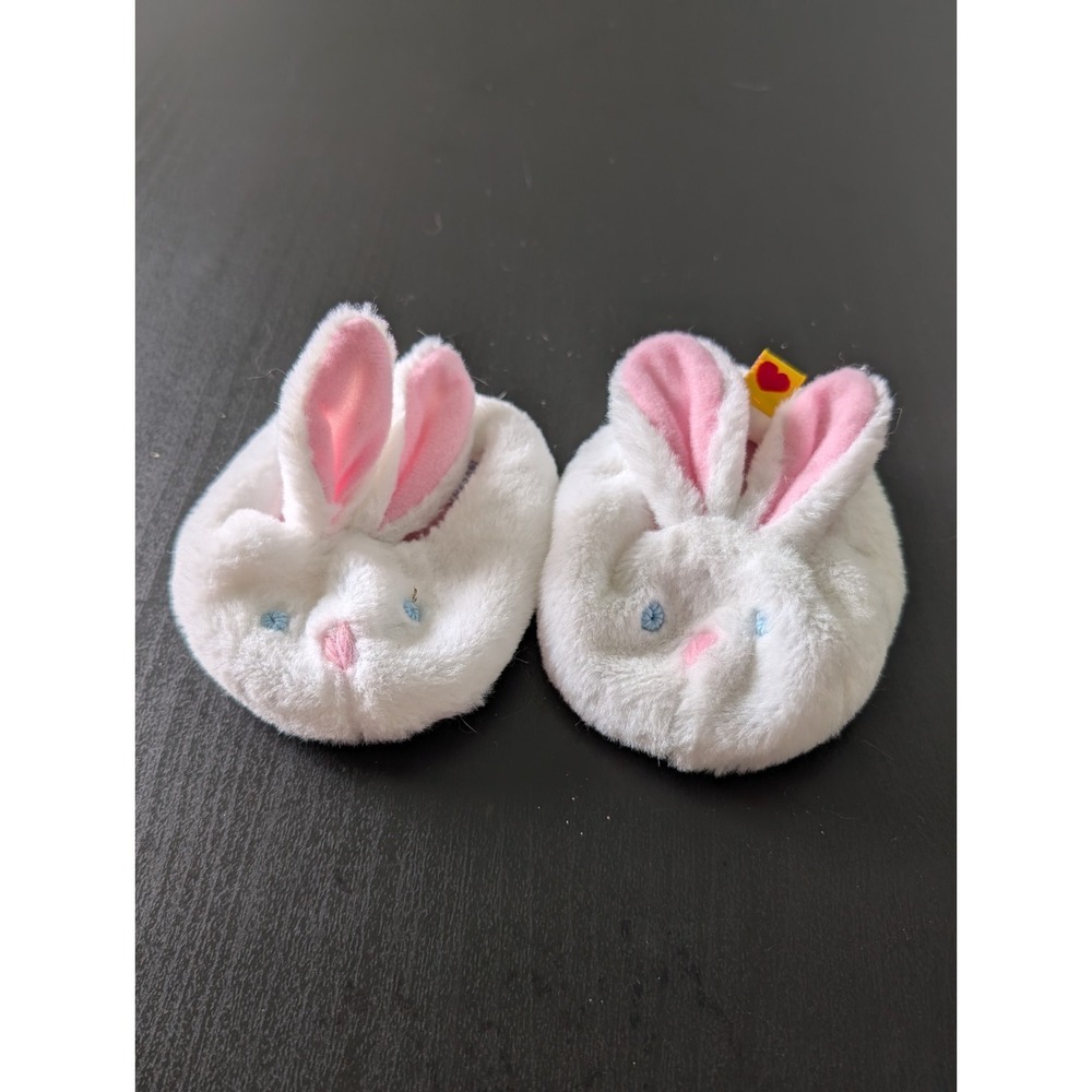 Build A Bear Shoes Bunny Slippers White Pink BAB Workshop Easter Bunny